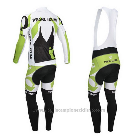 2013 Abbigliamento Ciclismo Pearl Izumi Bianco e Verde Manica Lunga e Salopette